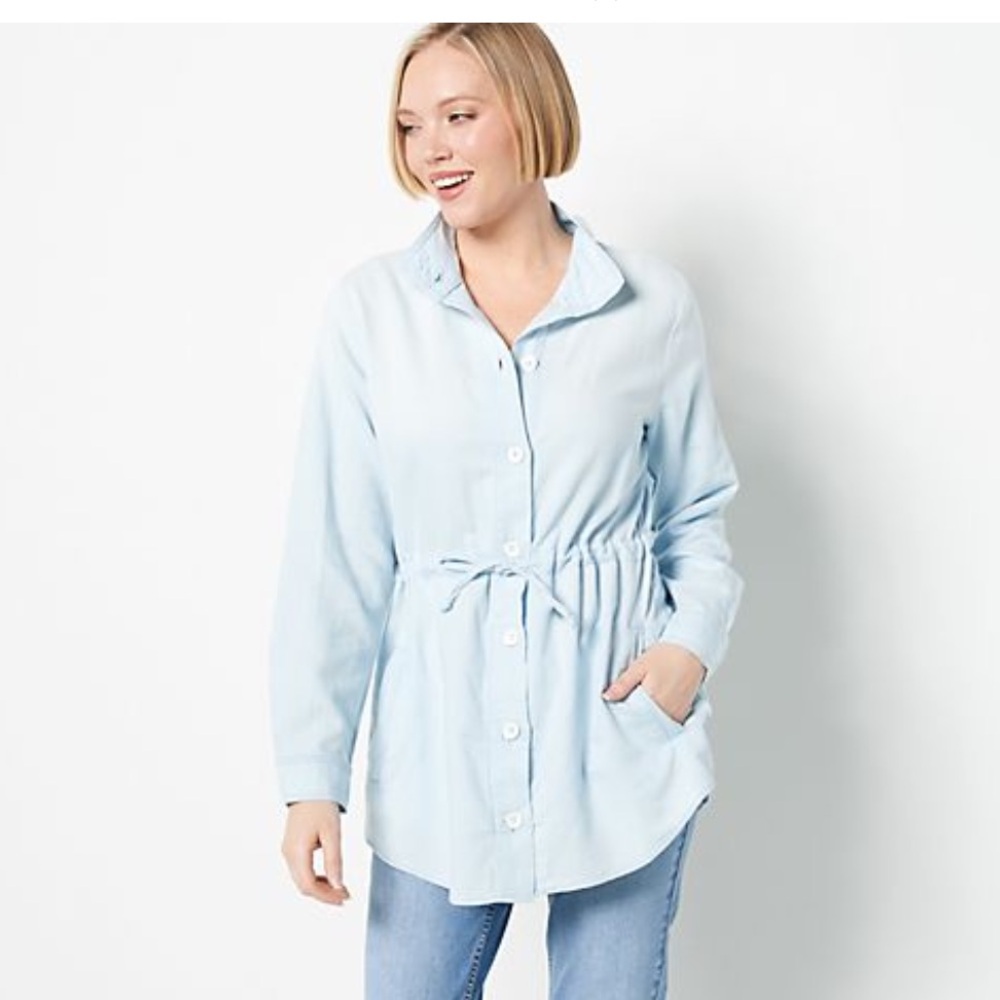 Side Stitch Light Blue Utility Jacket